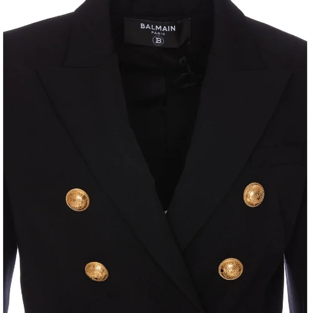 New Balmain Classic Double-Breasted Black Wool Blazer Size 36 - Picture 11 of 12